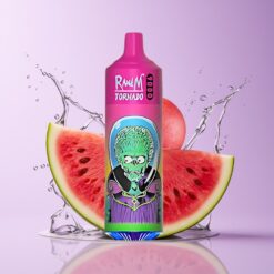 Hungary Wholesalers RandM Fumot Tornado 9000 Puffs Görögdinnye Buborékrágó Mesh Coil RGB Kijelző 18mL görögdinnye rágógumi